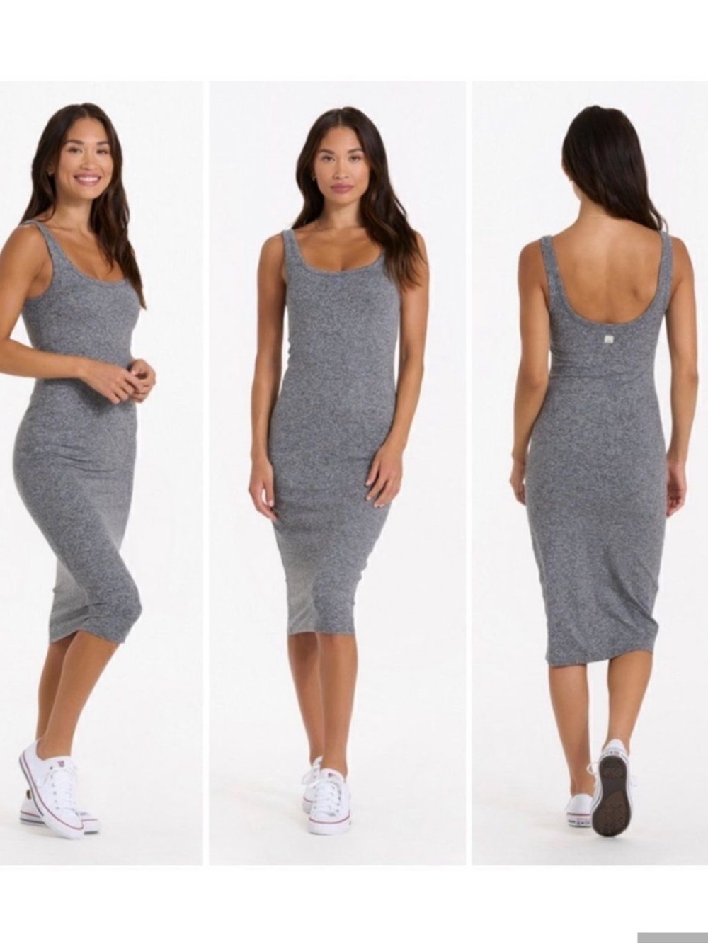 Vuori Women’s Heather Grey Halo Essential Midi Dress Medium